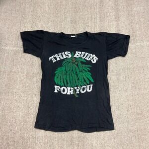 Vintage This Bud's For You Shirt Mens XS Black 1970s Marijuana Weed